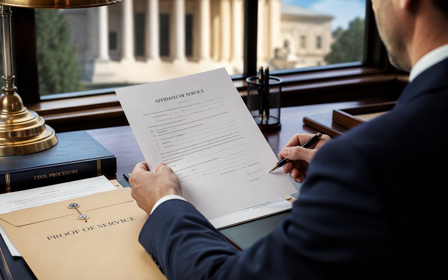 Preparing a notarized affidavit of service for filing